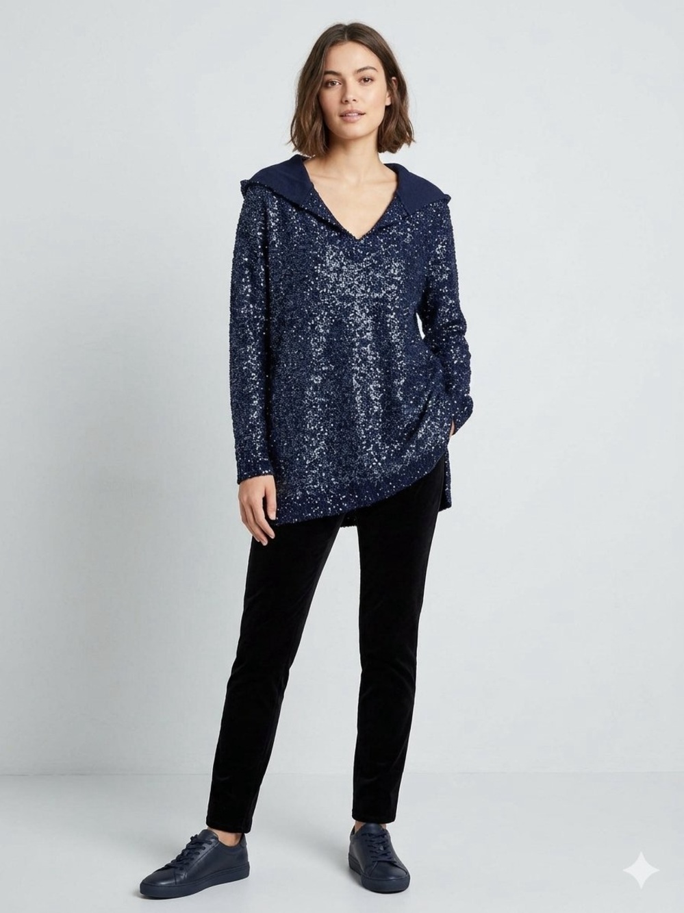 Soft Surroundings Metallic Sweater Hoodie